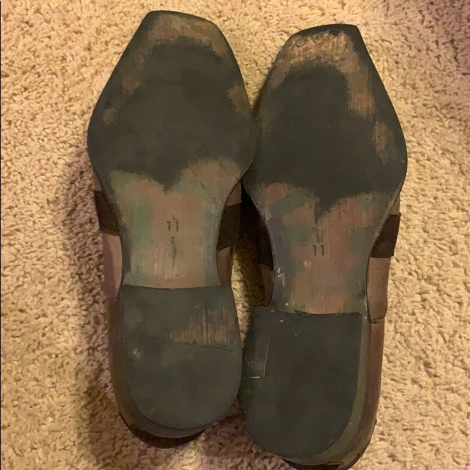 Men's Robert Wayne Brown Leather Slip On Loafers Suede Cross Detail Square Toe — image 4 of 7